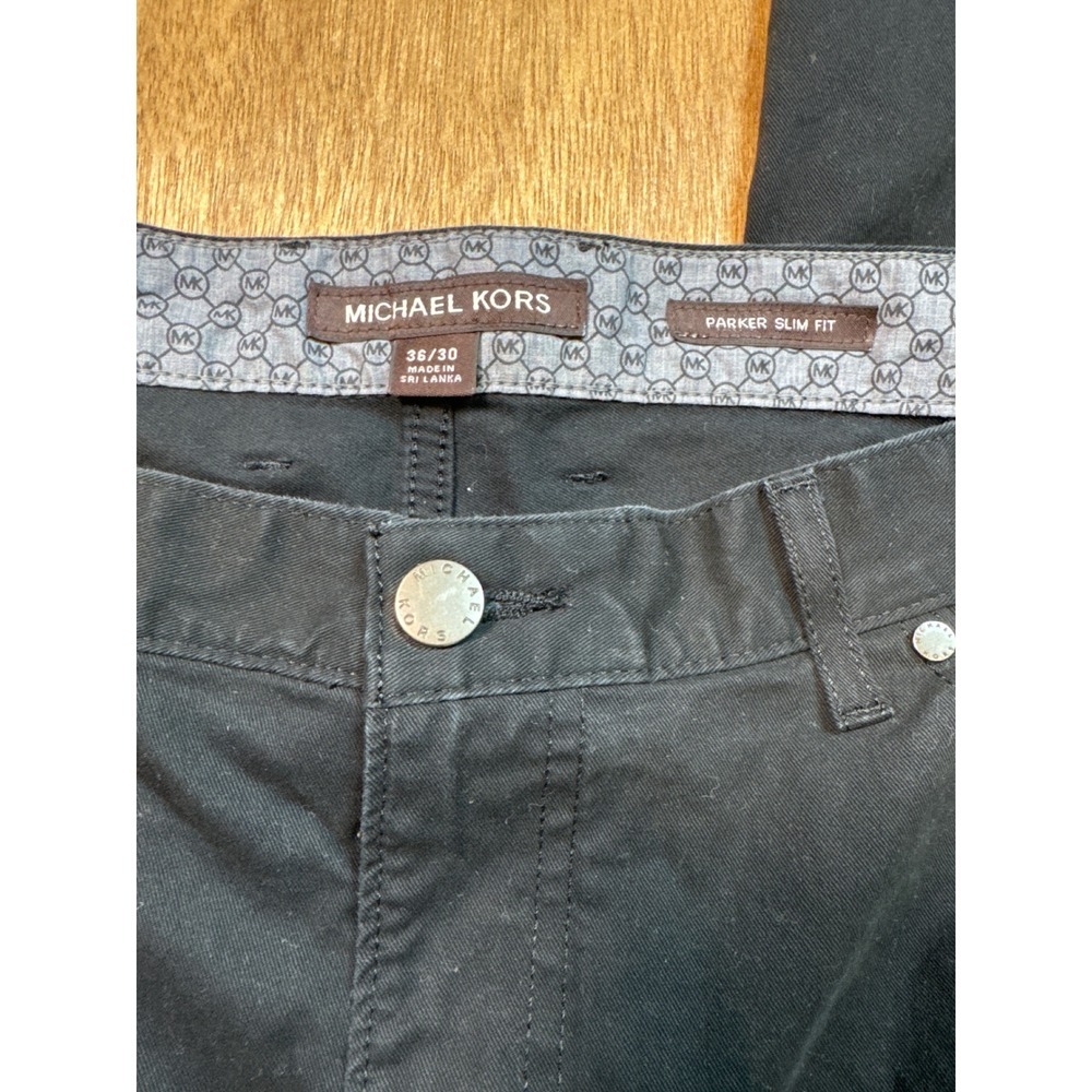 Michael Kors Parker Slim Fit Black Pants Mens 36/30 Cotton Blend Five Pocket - Picture 9 of 12